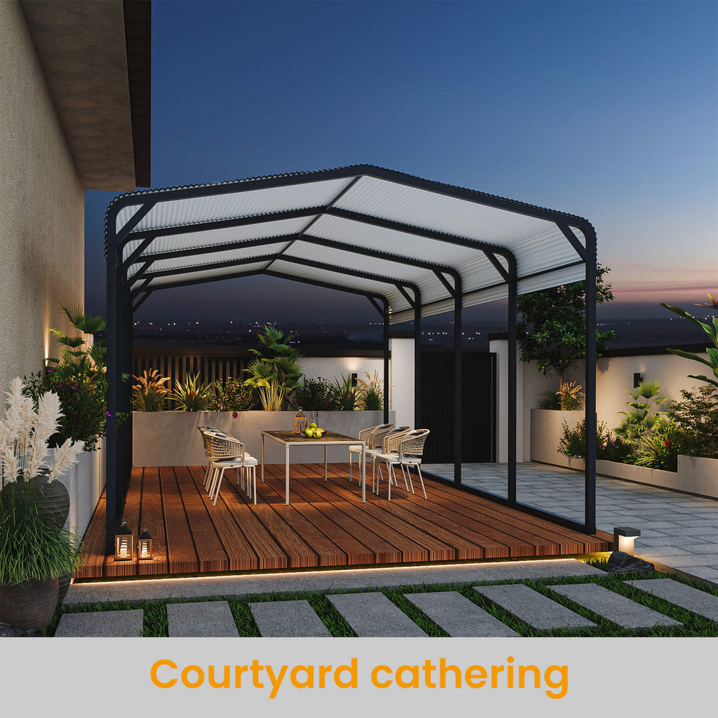 [12X20FT] Alora Heavy-Duty All-Weather Metal Carport With Reinforced Support Base (SAK97381) – SAKSBY WHOLESALE, view 10