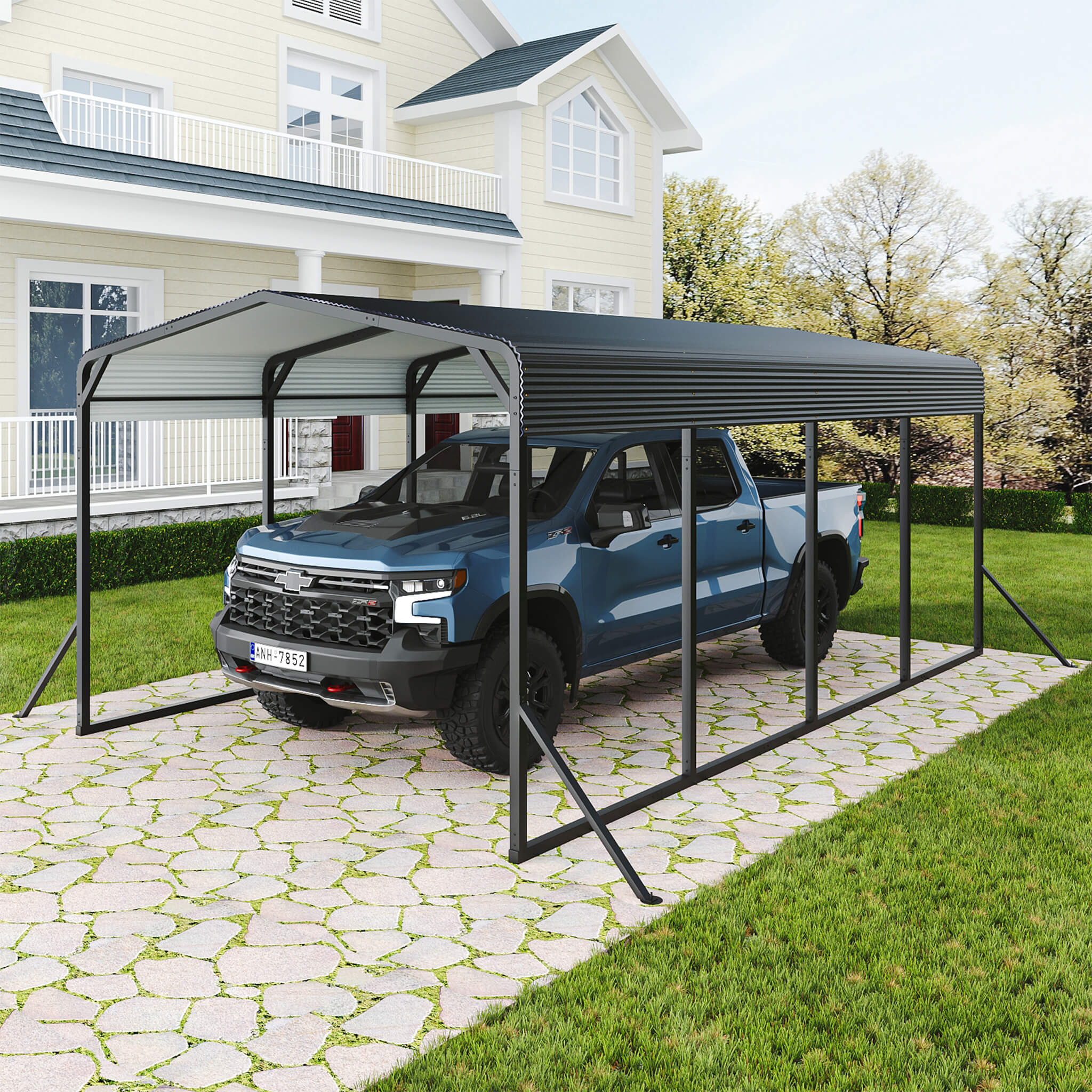 [12X20FT] Alora Heavy-Duty All-Weather Metal Carport With Reinforced Support Base (SAK97381) – SAKSBY WHOLESALE