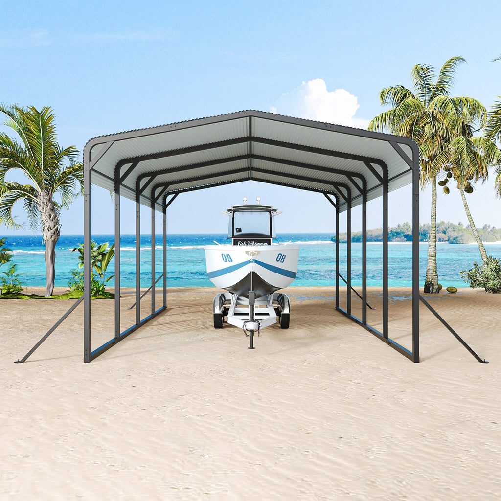 [12X20FT] Alora Heavy-Duty All-Weather Metal Carport With Reinforced Support Base (SAK97381) – SAKSBY WHOLESALE, view 9
