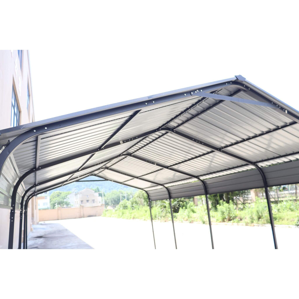 [12X20FT] Alora Heavy-Duty Metal Carport With Galvanized Steel Roof For Car, Boats And Trucks, Gray (SAK95562) – SAKSBY WHOLE