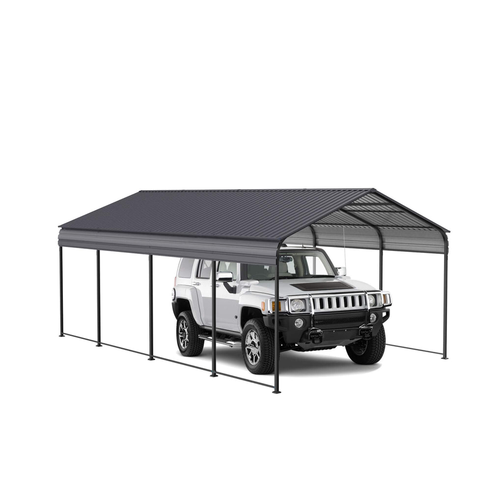 [12X20FT] Alora Heavy-Duty Metal Carport With Galvanized Steel Roof For Car, Boats And Trucks, Gray (SAK95562) – SAKSBY WHOLE