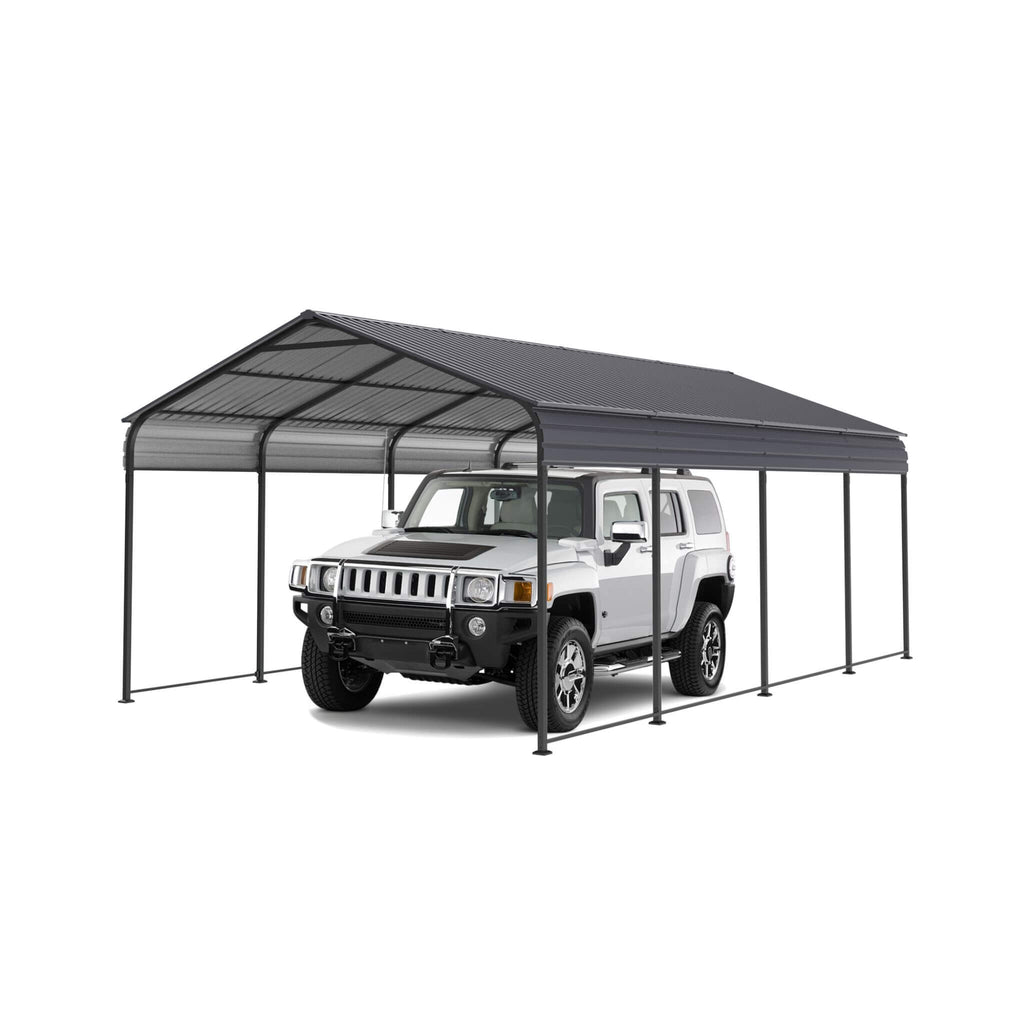 [12X20FT] Alora Heavy-Duty Metal Carport With Galvanized Steel Roof For Car, Boats And Trucks, Gray (SAK95562) – SAKSBY WHOLE