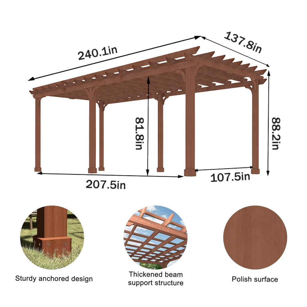 Alora Outdoor Cedar Wood Patio Pergola With Slatted Trellis Roof (SAK92150) – SAKSBY WHOLESALE, view 14