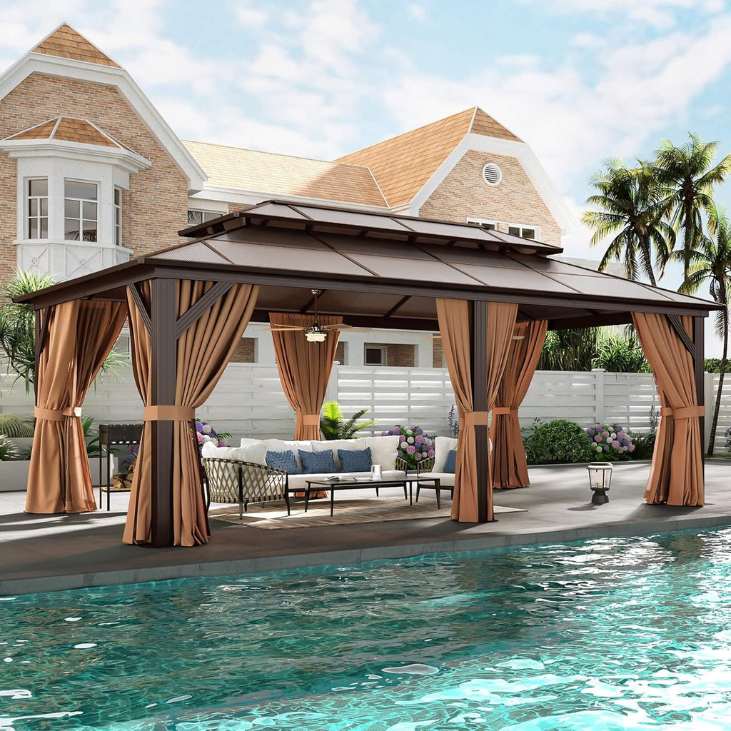 [12X20FT] Alora Premium Aluminum Outdoor Polycarbonate Hardtop Gazebo With Netting & Curtains (SAK36580) – SAKSBY WHOLESALE, 