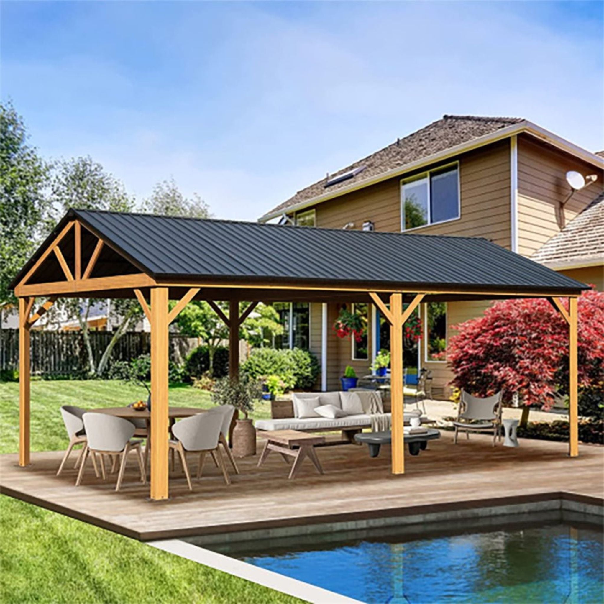 [12X20FT] Alora Premium Outdoor Double-Layer Galvanized Steel Hardtop Gazebo For Patio (SAK46095) – SAKSBY WHOLESALE