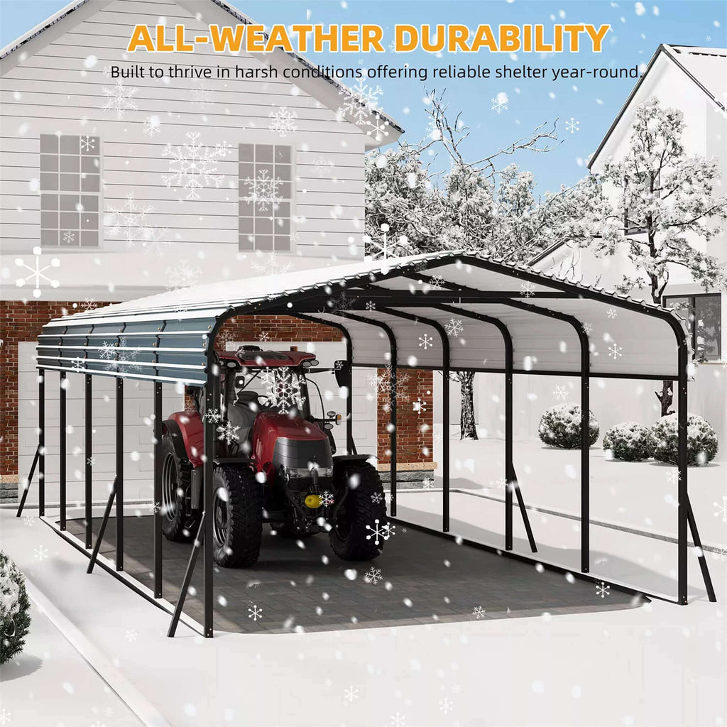 [12X24FT] Alora Large Heavy-Duty Outdoor Metal Carport Kit With Galvanized Steel Roof (SAK53849) – SAKSBY WHOLESALE, view 4