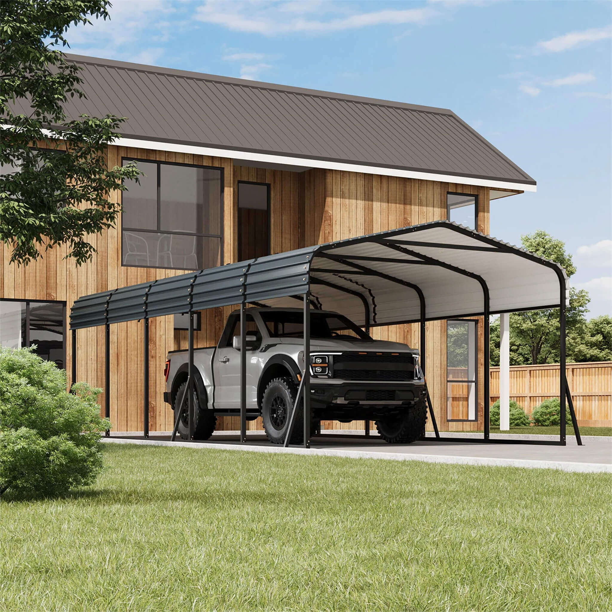 [12X24FT] Alora Large Heavy-Duty Outdoor Metal Carport Kit With Galvanized Steel Roof (SAK53849) – SAKSBY WHOLESALE