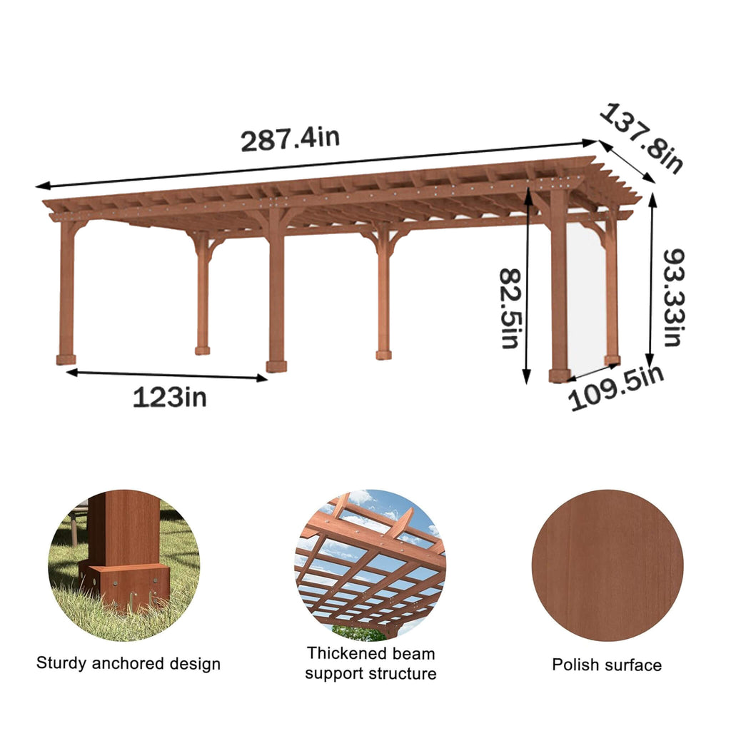 Alora Outdoor Cedar Wood Patio Pergola With Slatted Trellis Roof (SAK92150) – SAKSBY WHOLESALE, view 15