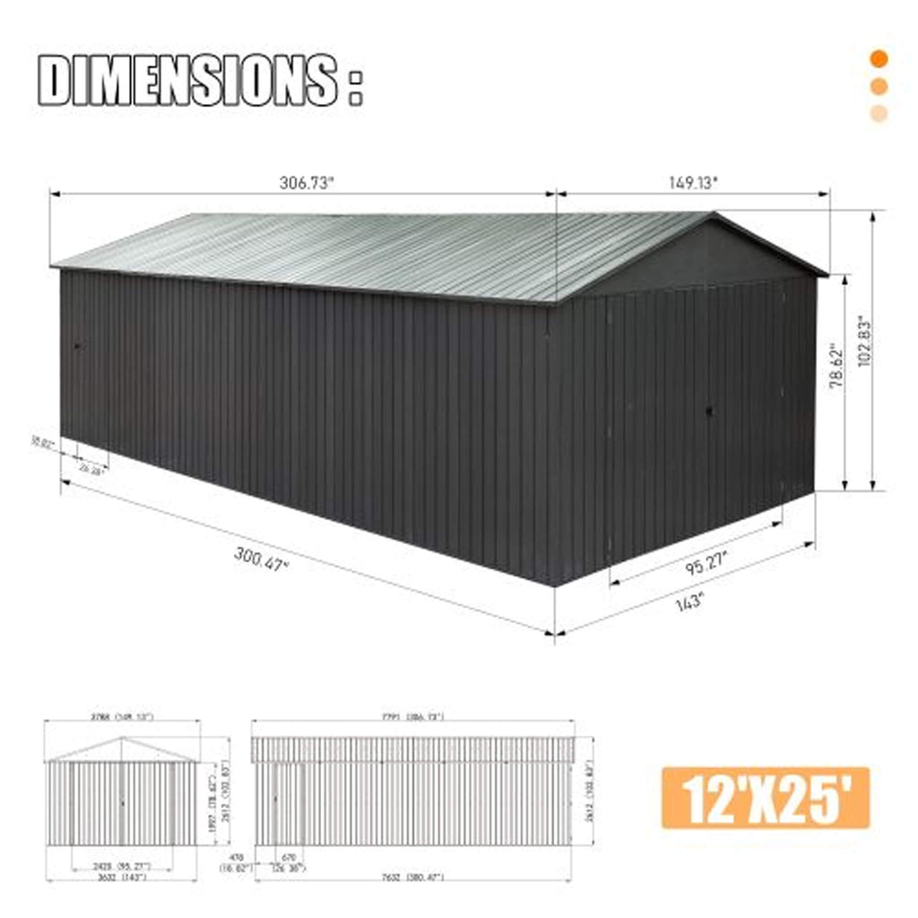 Extra-Large Outdoor Heavy-Duty Metal Garage Shed With Lockable Doors [No Floor] (SAK14093) – SAKSBY WHOLESALE, view 14