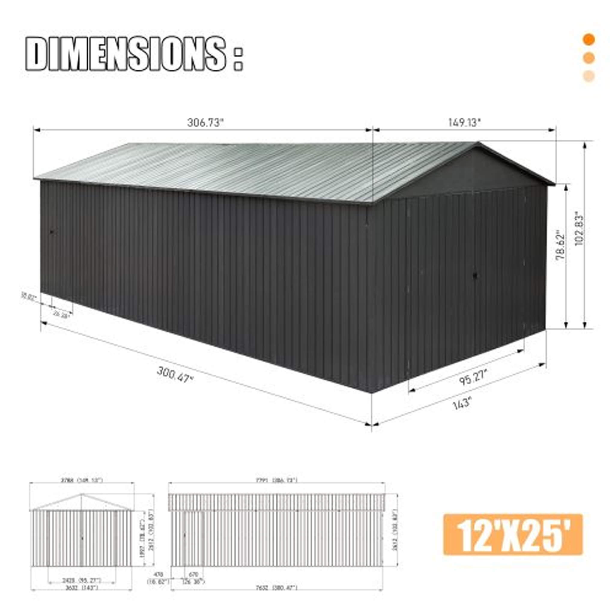 Extra-Large Outdoor Heavy-Duty Metal Garage Shed With Lockable Doors [No Floor] (SAK14093) – SAKSBY WHOLESALE, view 14