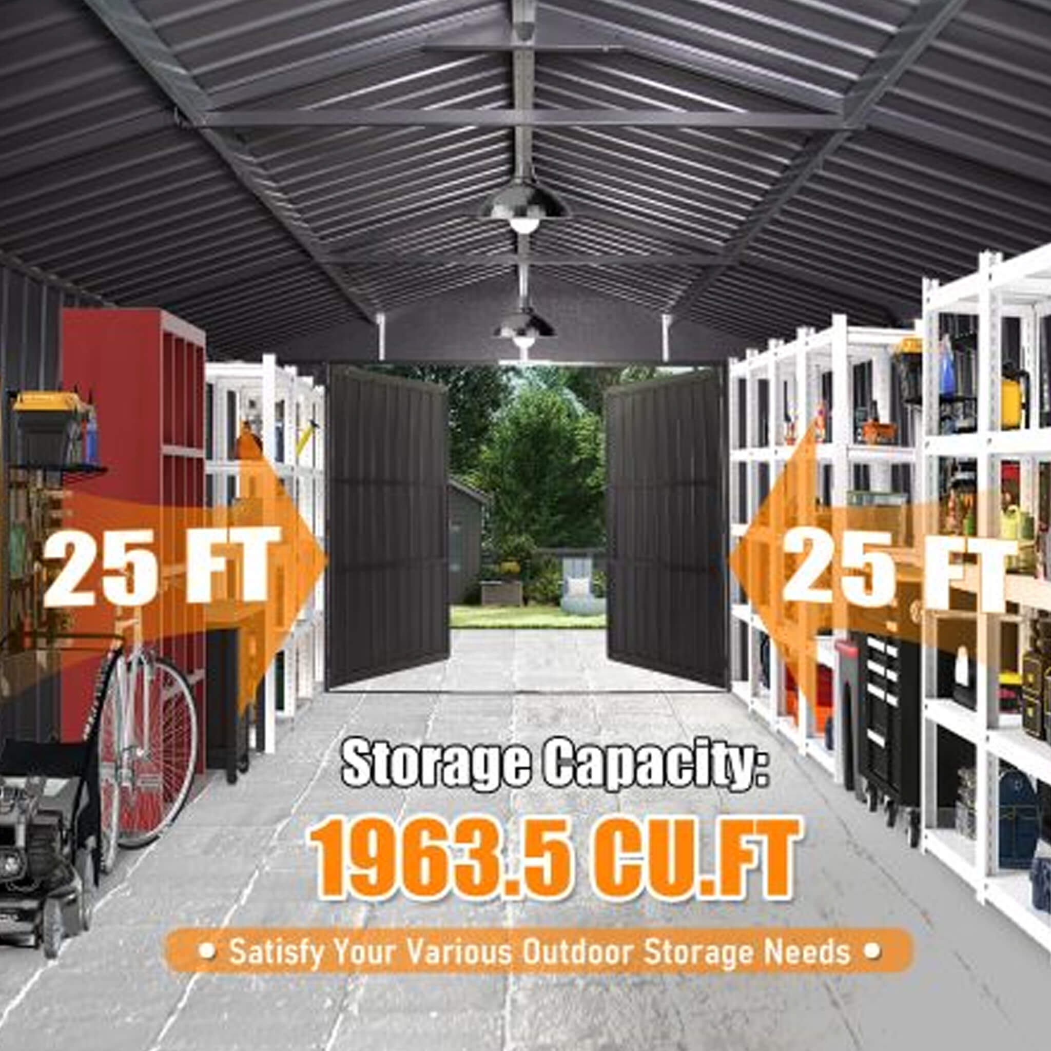 Extra-Large Outdoor Heavy-Duty Metal Garage Shed With Lockable Doors [No Floor] (SAK14093) – SAKSBY WHOLESALE, view 15
