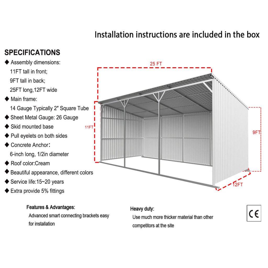 [12X25FT] Alora Heavy-Duty Galvanized steel Storage Equipment Shed (SAK20471) – SAKSBY WHOLESALE, view 7