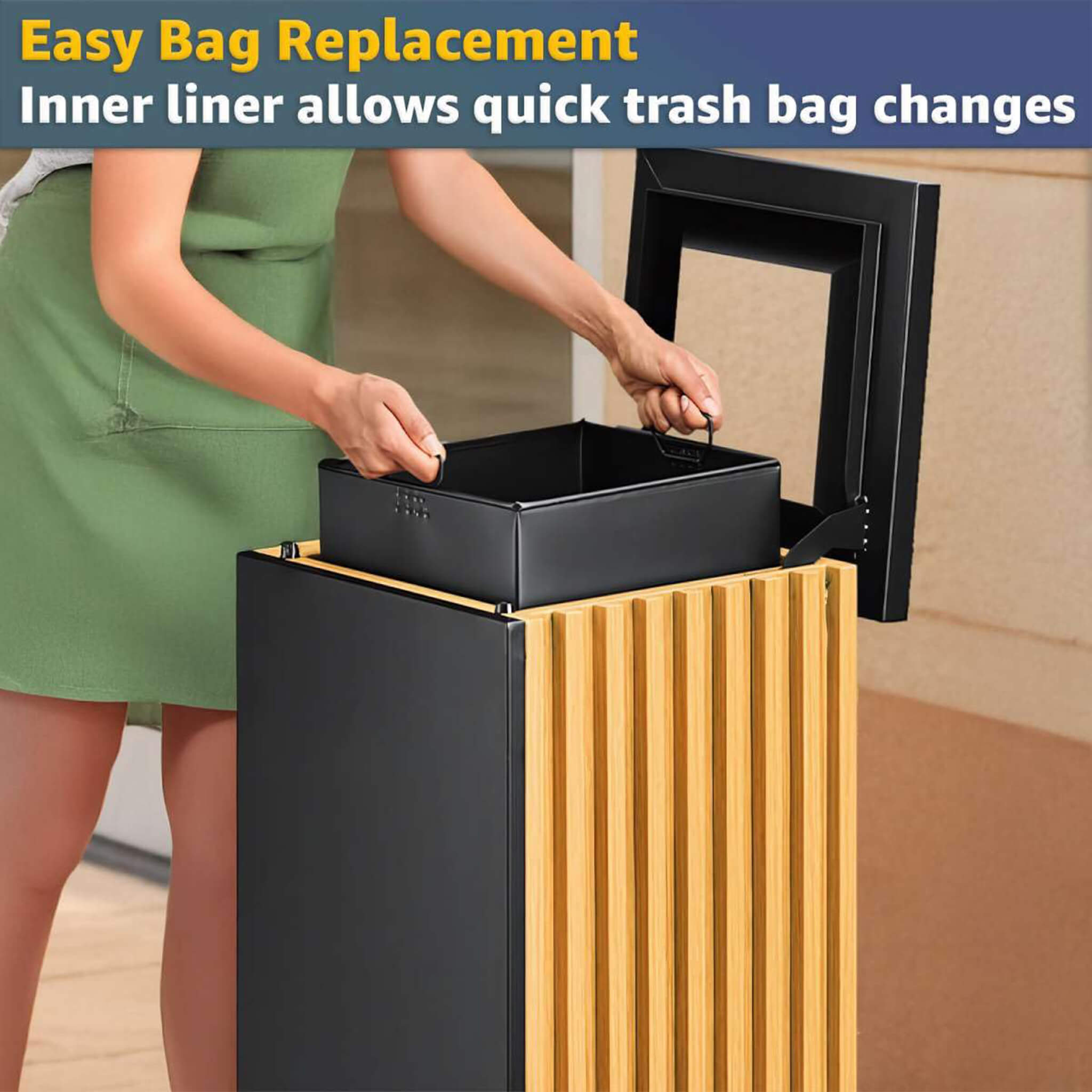 13-Gallon Heavy-Duty Commercial Outdoor Square Decorative Trash Can (SAK30467) – SAKSBY WHOLESALE, view 3