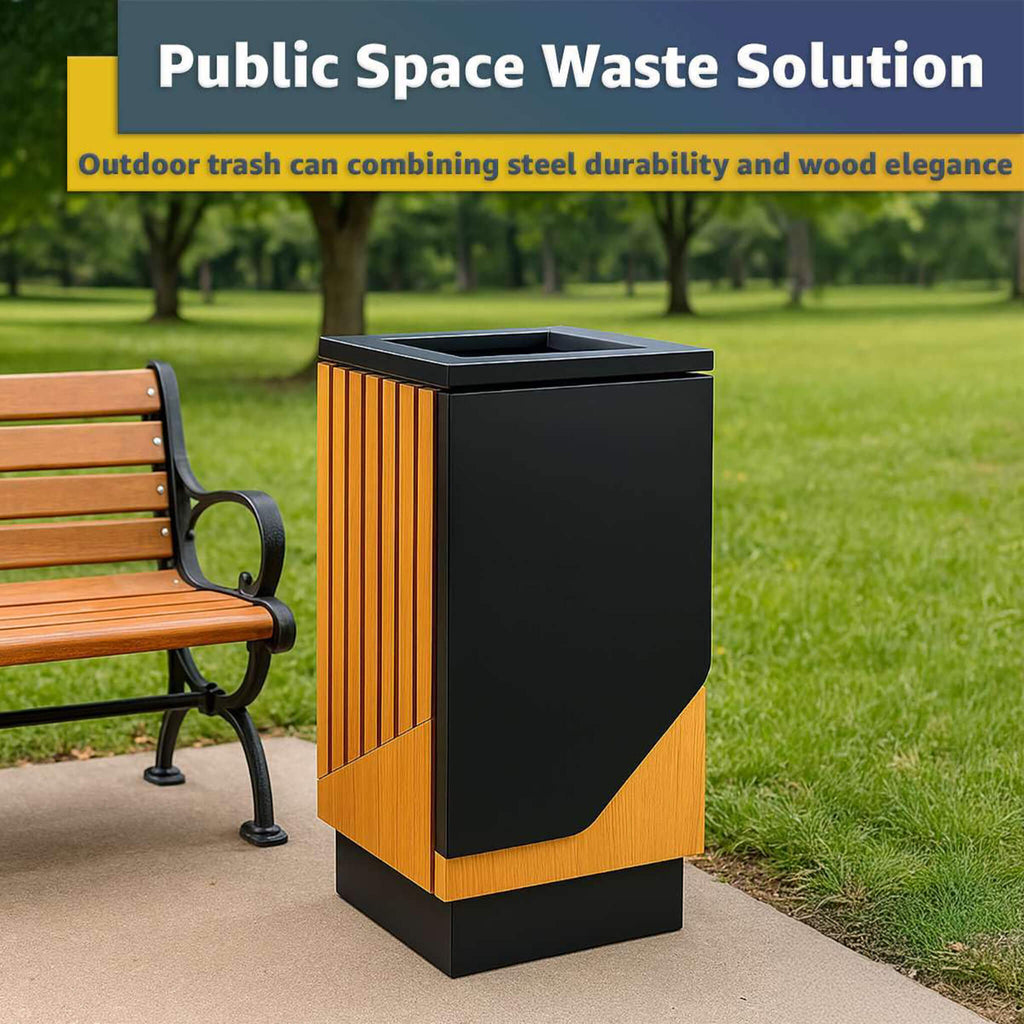 13-Gallon Heavy-Duty Commercial Outdoor Square Decorative Trash Can (SAK30467) – SAKSBY WHOLESALE, view 6