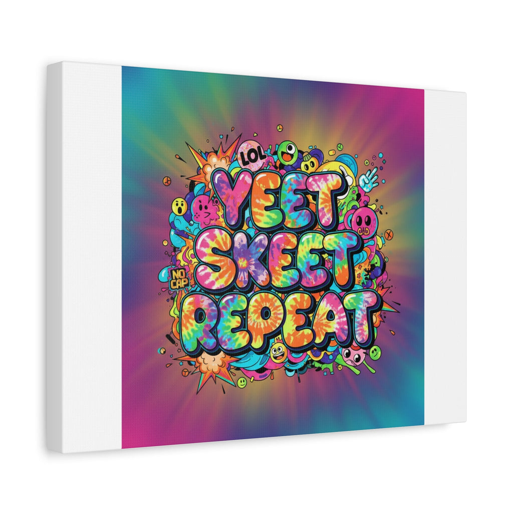 Yeet Skeet Repeat Canvas | Slogan & Glitch Graphic, Meme Phrase Wall Art