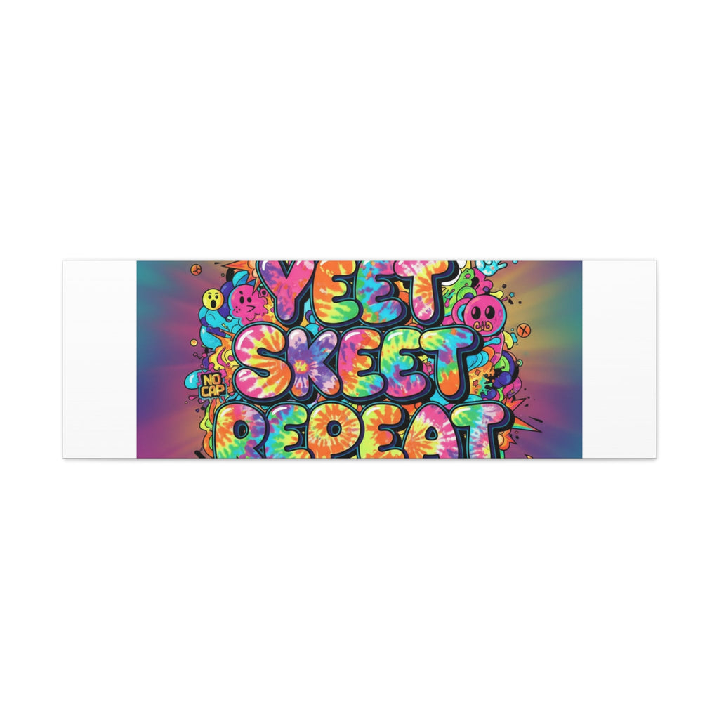 Yeet Skeet Repeat Canvas | Slogan & Glitch Graphic, Meme Phrase Wall Art