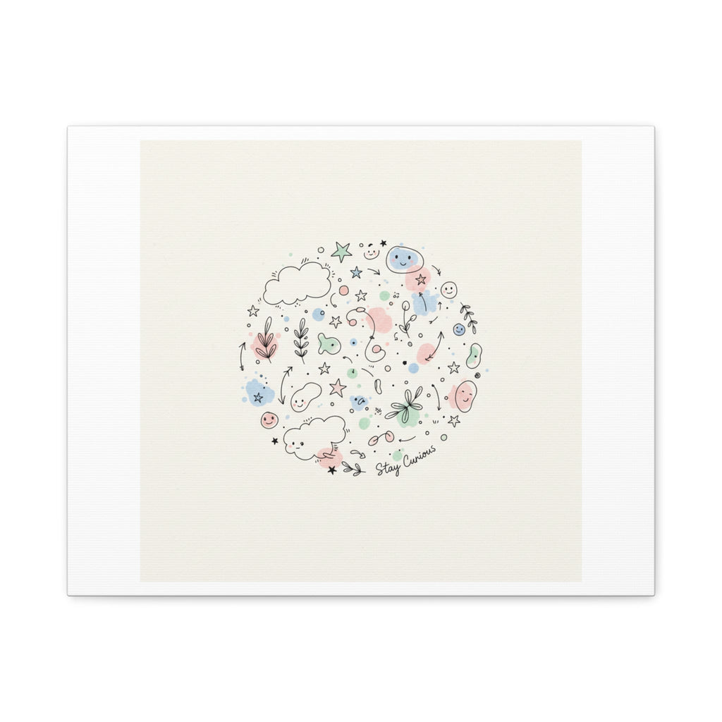 Doodle Circle Line Drawing Matte Canvas, Hand-Drawn Sketch Art