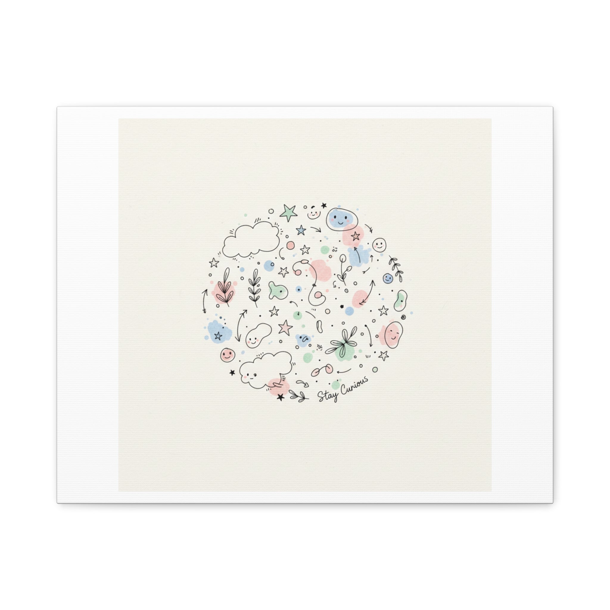 Doodle Circle Line Drawing Matte Canvas, Hand-Drawn Sketch Art