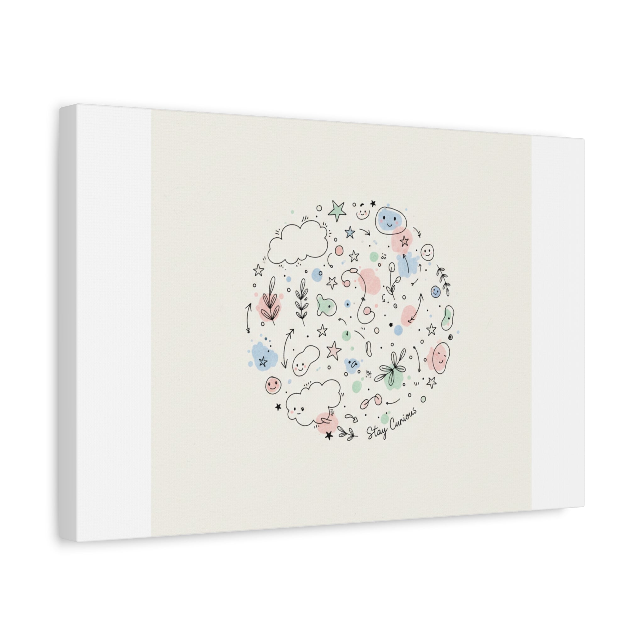 Doodle Circle Line Drawing Matte Canvas, Hand-Drawn Sketch Art