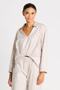 Cotton Half Moon Shirt - Putty