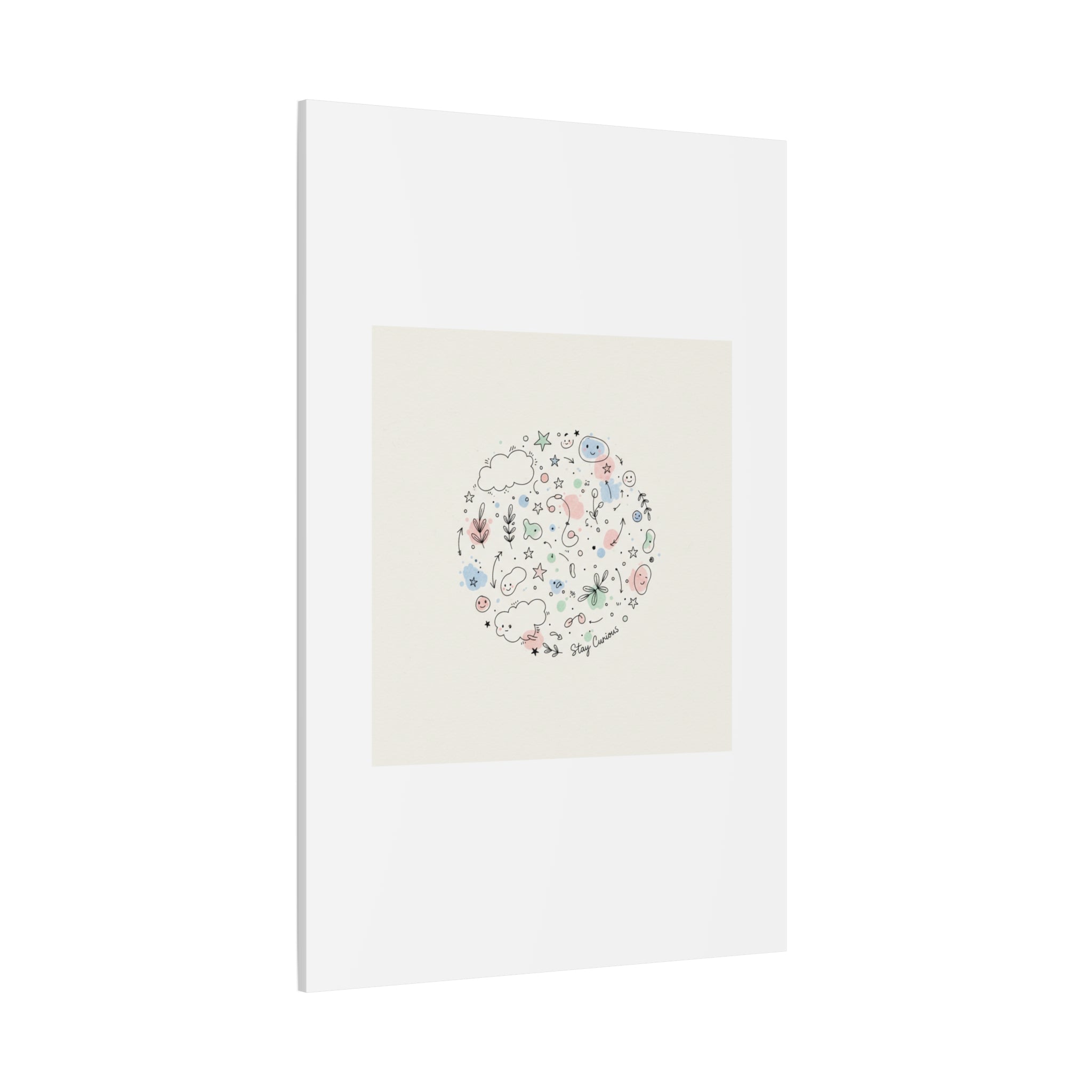 Doodle Circle Line Drawing Matte Canvas, Hand-Drawn Sketch Art