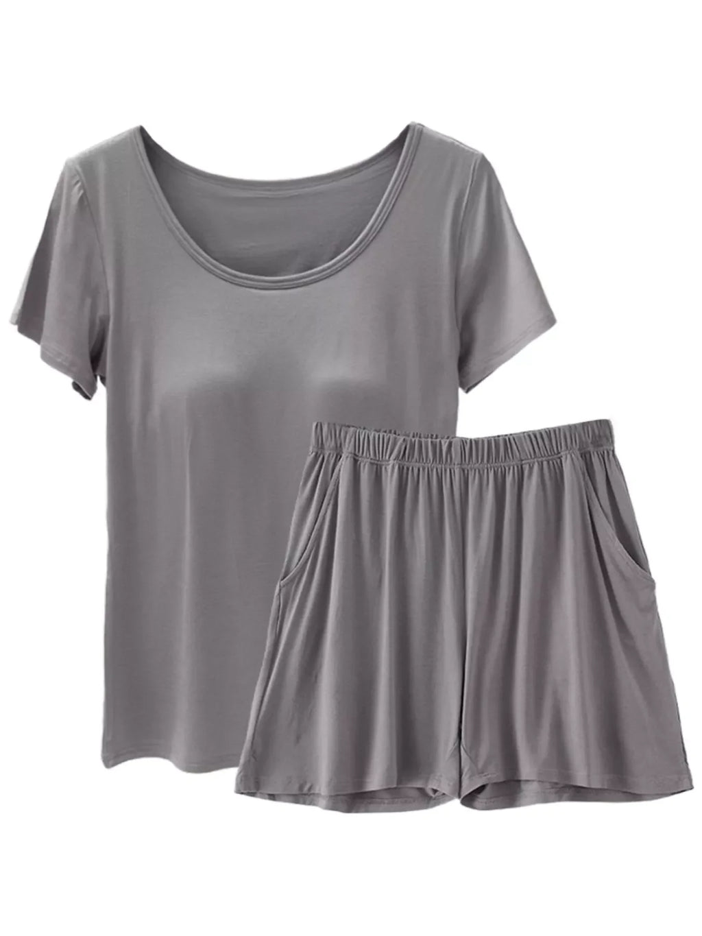 Plus Size Padded Modal Short Sleeve T-Shirt and Shorts Set