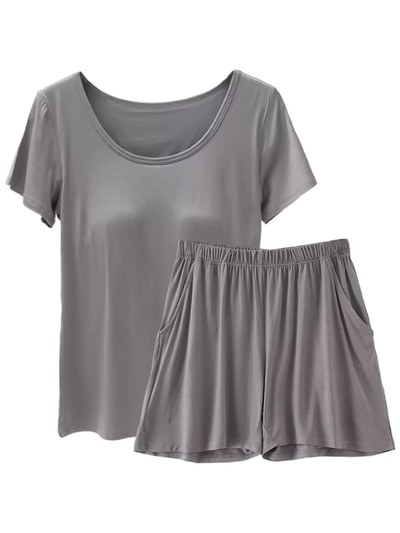 Plus Size Padded Modal Short Sleeve T-Shirt and Shorts Set