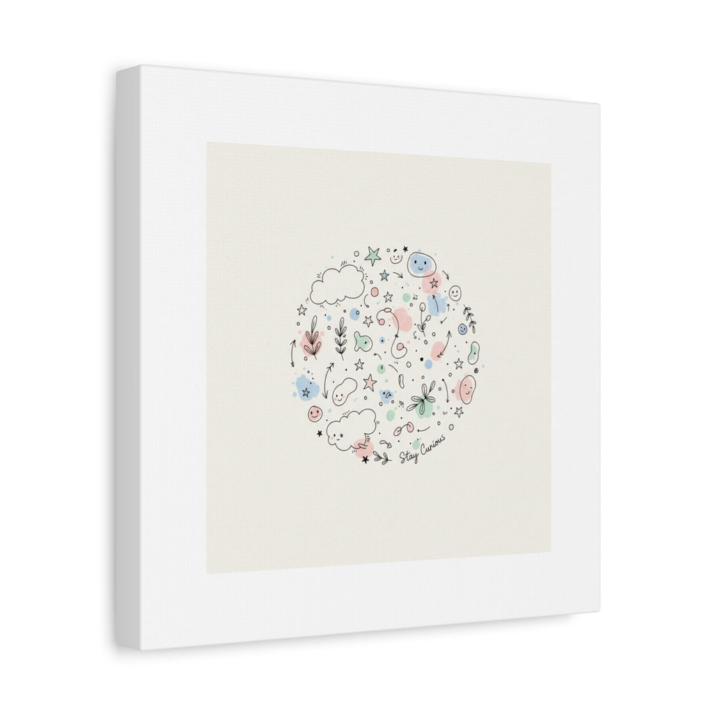 Doodle Circle Line Drawing Matte Canvas, Hand-Drawn Sketch Art