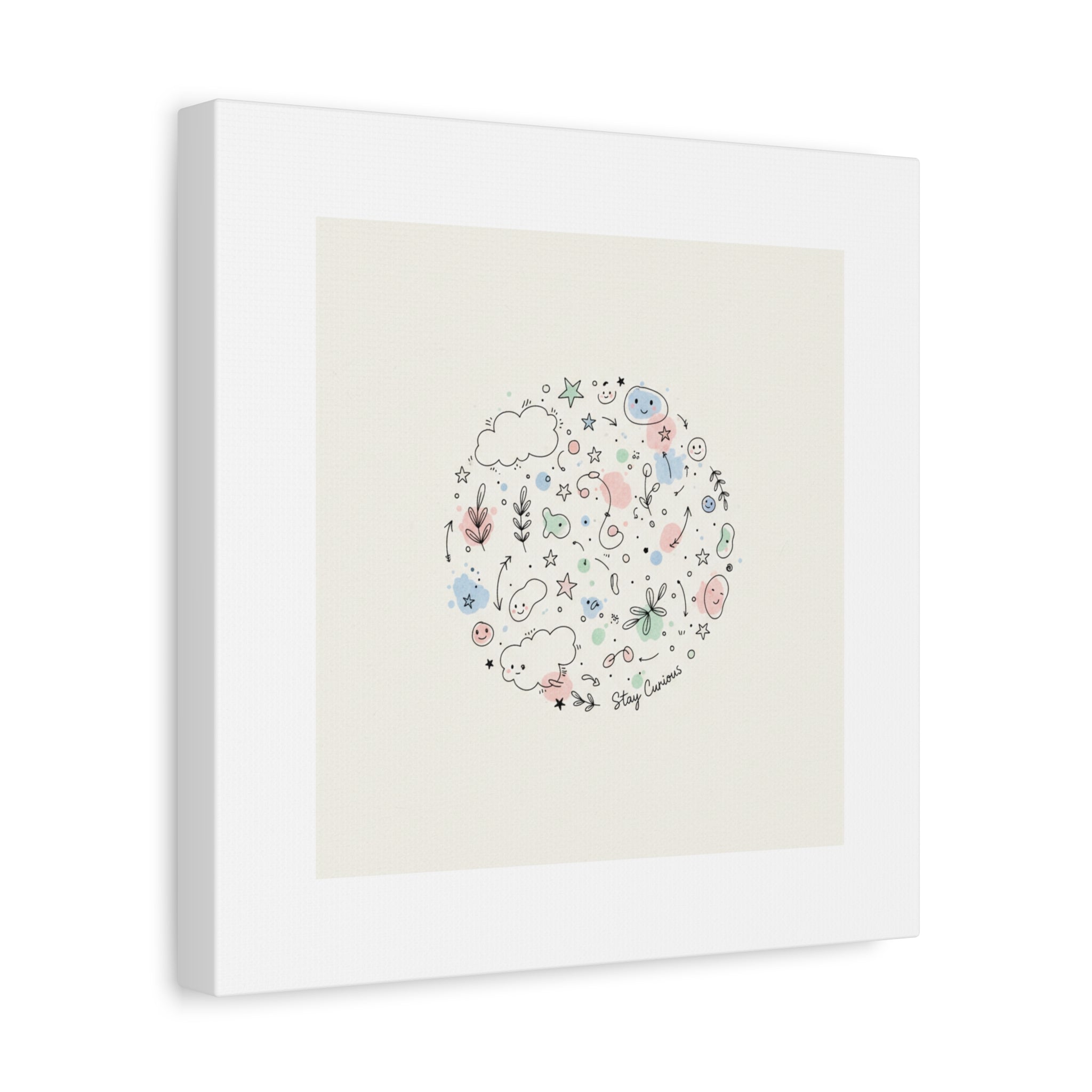 Doodle Circle Line Drawing Matte Canvas, Hand-Drawn Sketch Art