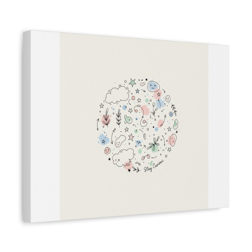 Doodle Circle Line Drawing Matte Canvas, Hand-Drawn Sketch Art