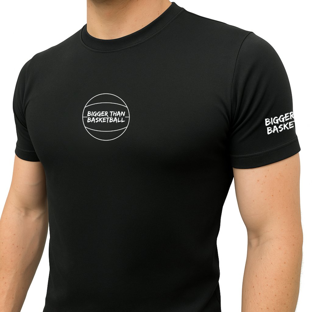 Bigger Than Basketball Performance Compression T-Shirt - Black — detail and construction