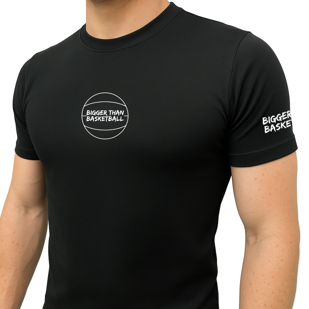 Bigger Than Basketball Performance Compression T-Shirt - Black — detail and construction