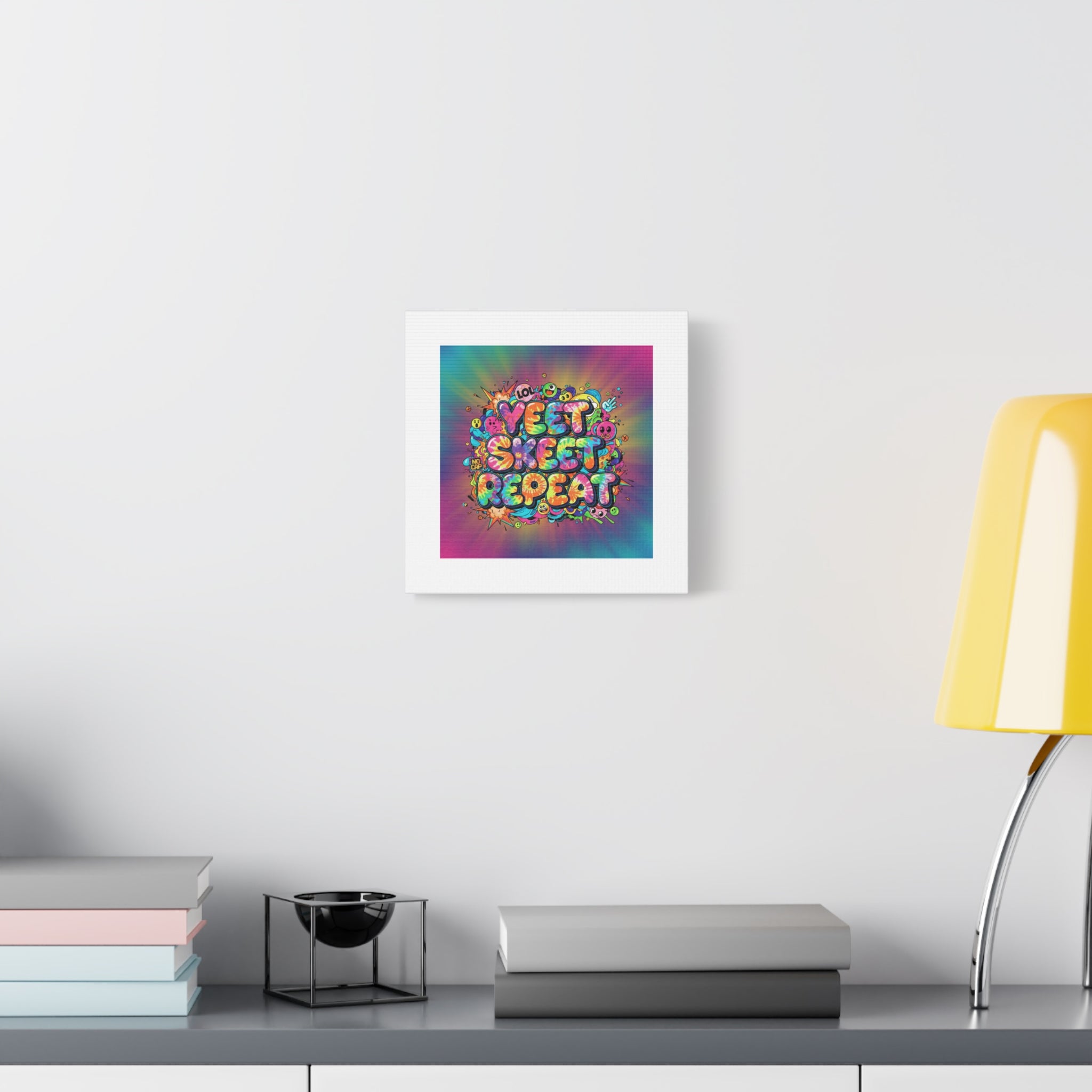 Yeet Skeet Repeat Canvas | Slogan & Glitch Graphic, Meme Phrase Wall Art
