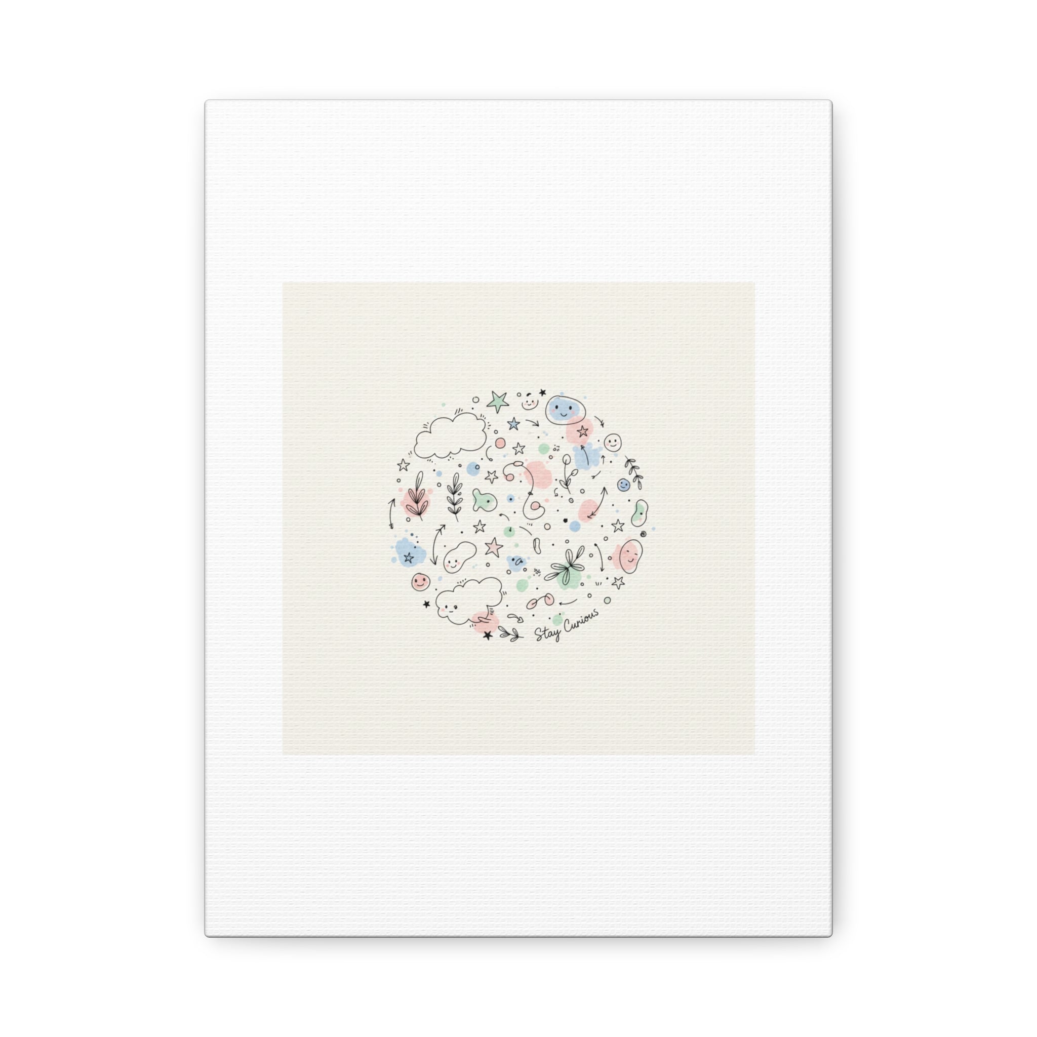 Doodle Circle Line Drawing Matte Canvas, Hand-Drawn Sketch Art