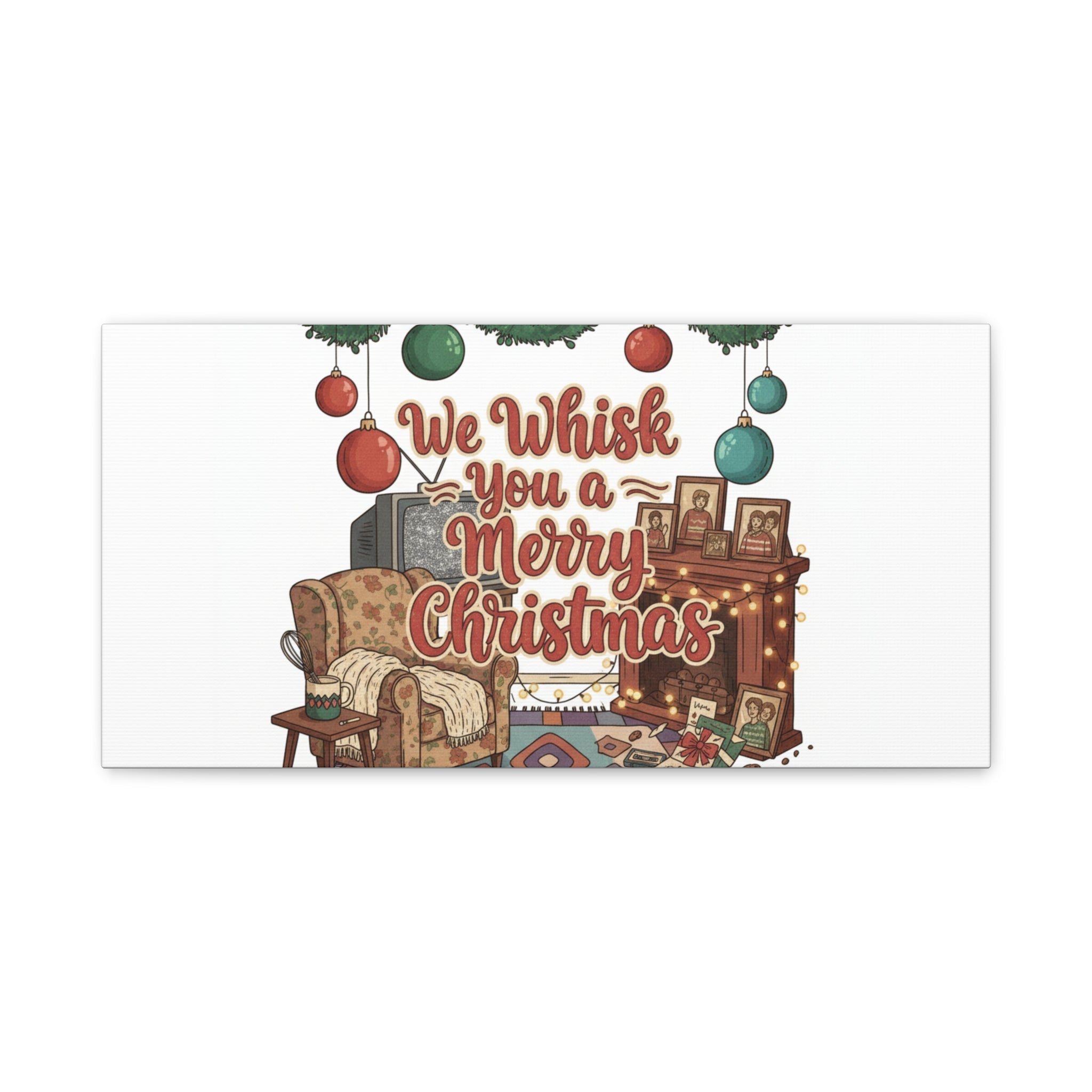 We Whisk You a Merry Christmas Canvas | Retro Christmas Decor, Vintage Holiday Print