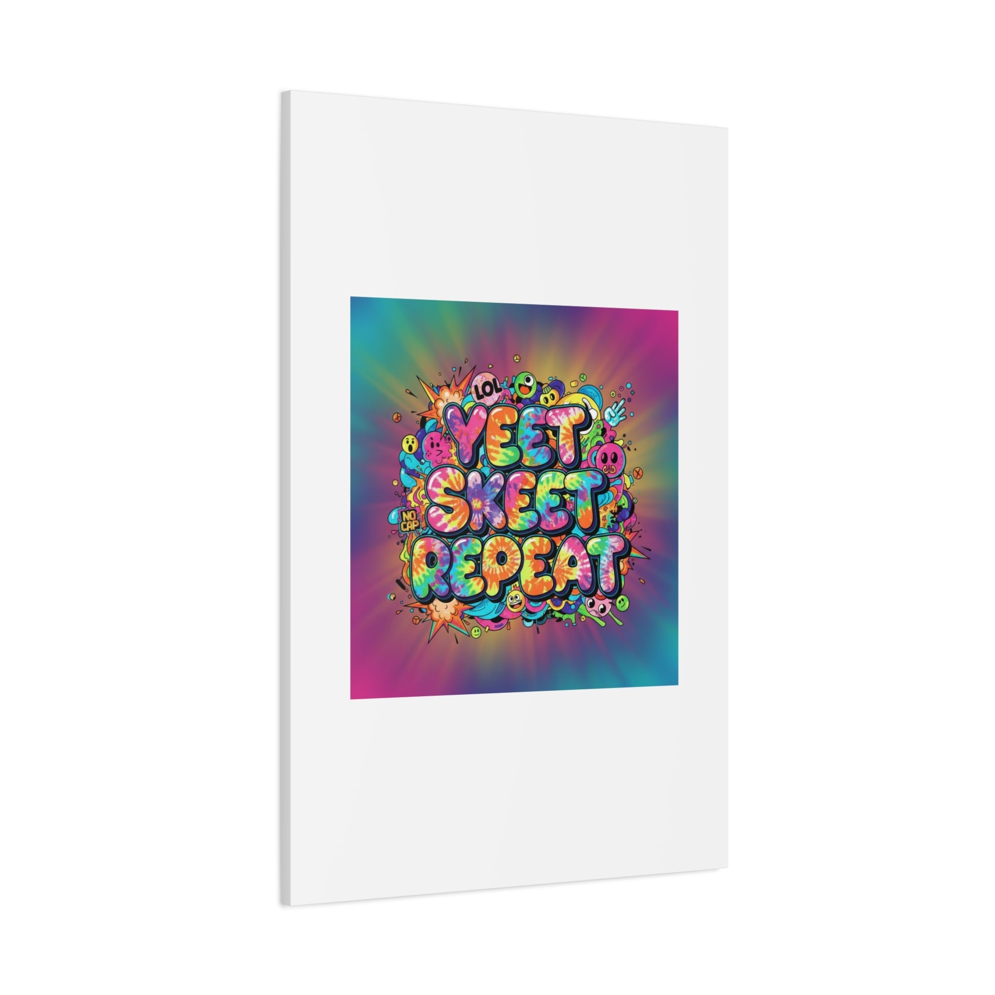 Yeet Skeet Repeat Canvas | Slogan & Glitch Graphic, Meme Phrase Wall Art