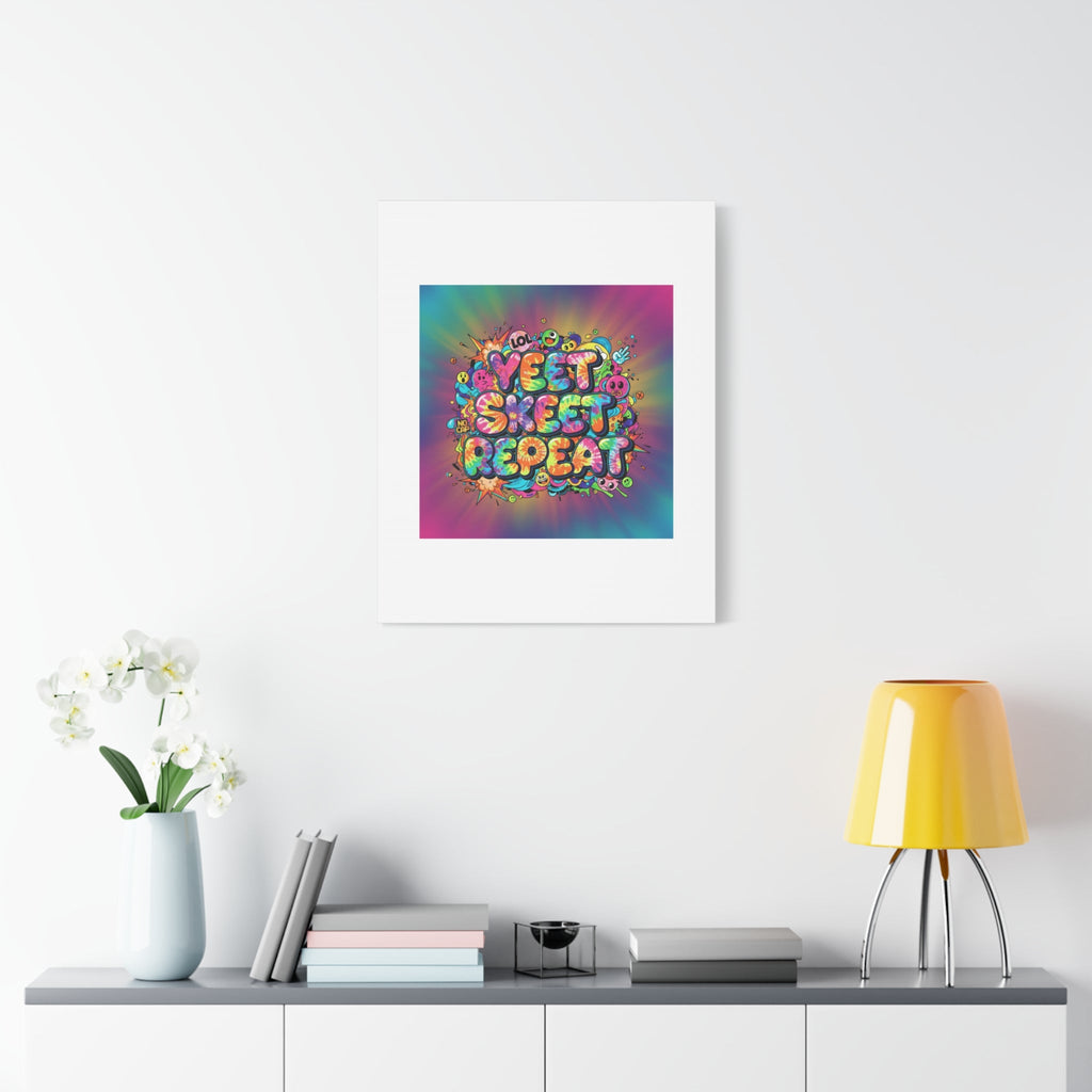 Yeet Skeet Repeat Canvas | Slogan & Glitch Graphic, Meme Phrase Wall Art