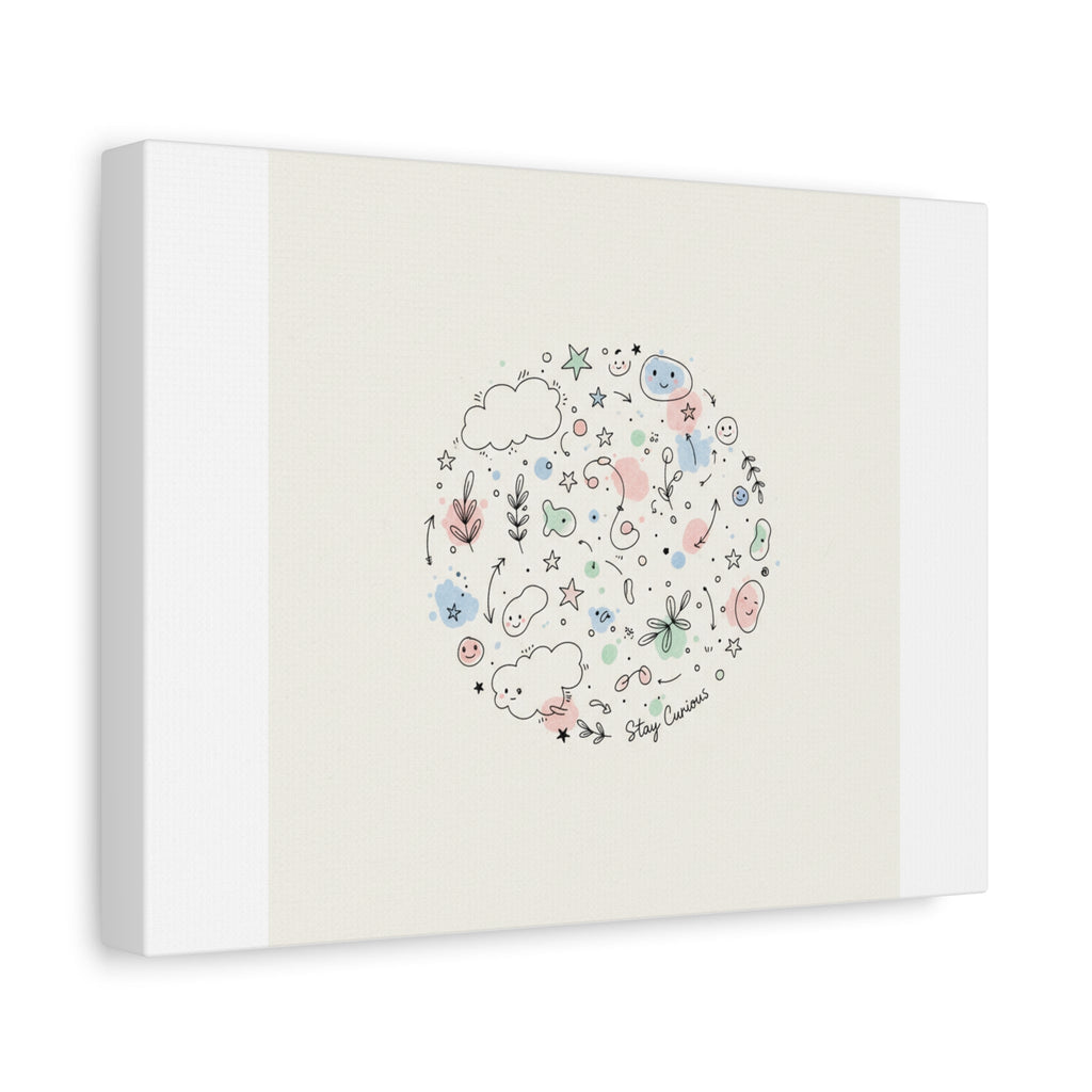 Doodle Circle Line Drawing Matte Canvas, Hand-Drawn Sketch Art