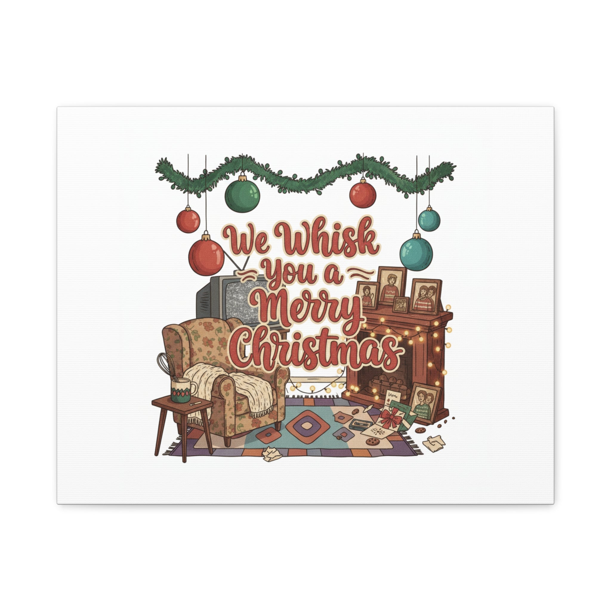 We Whisk You a Merry Christmas Canvas | Retro Christmas Decor, Vintage Holiday Print