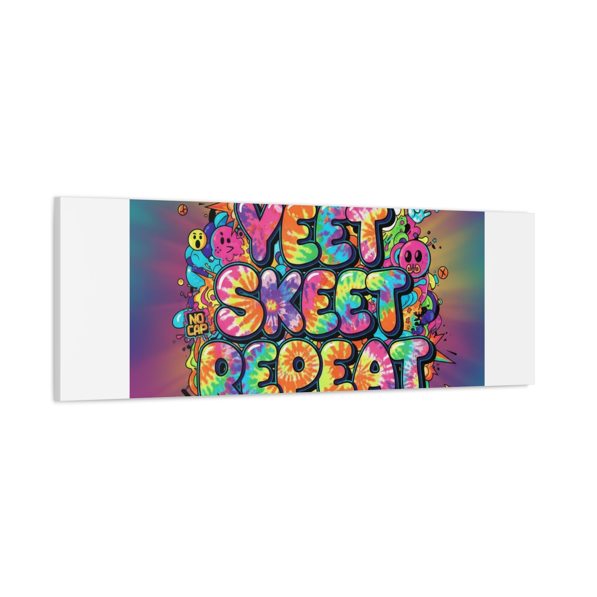 Yeet Skeet Repeat Canvas | Slogan & Glitch Graphic, Meme Phrase Wall Art