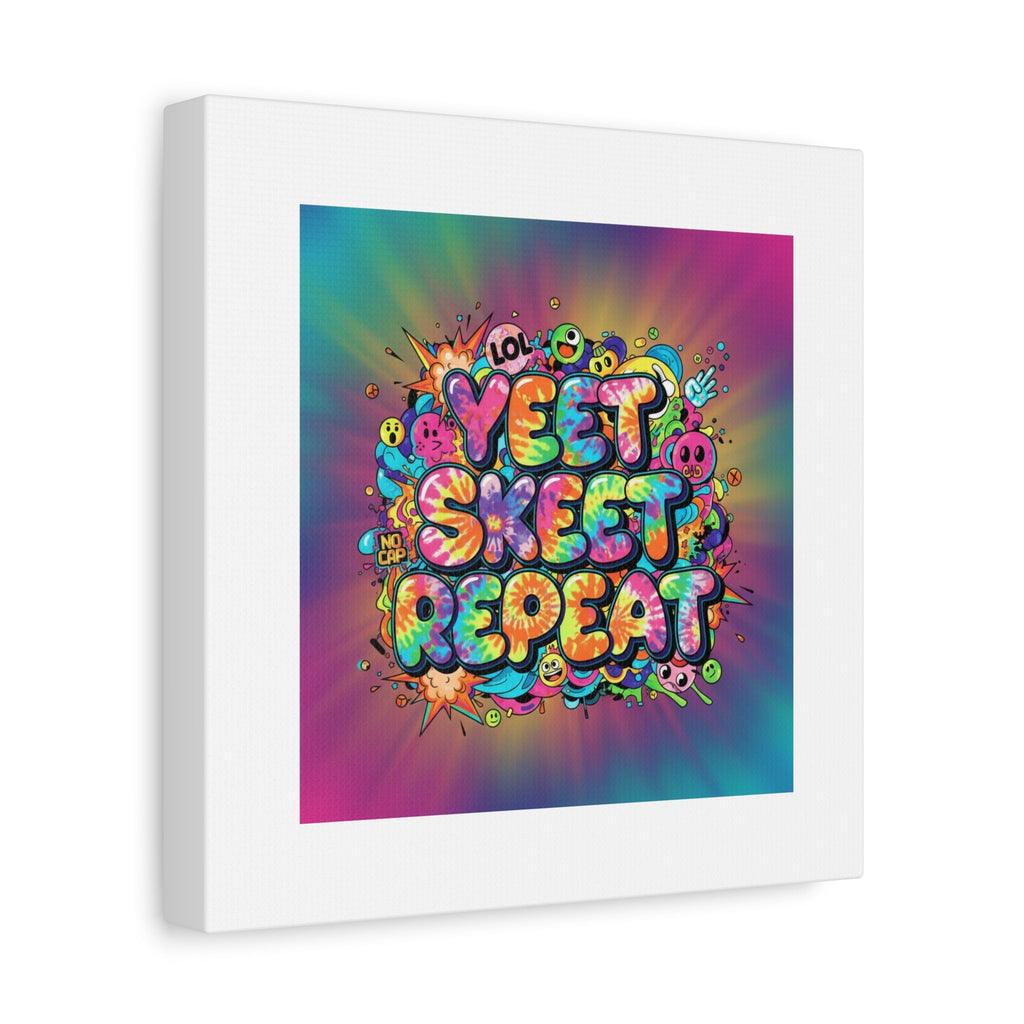 Yeet Skeet Repeat Canvas | Slogan & Glitch Graphic, Meme Phrase Wall Art