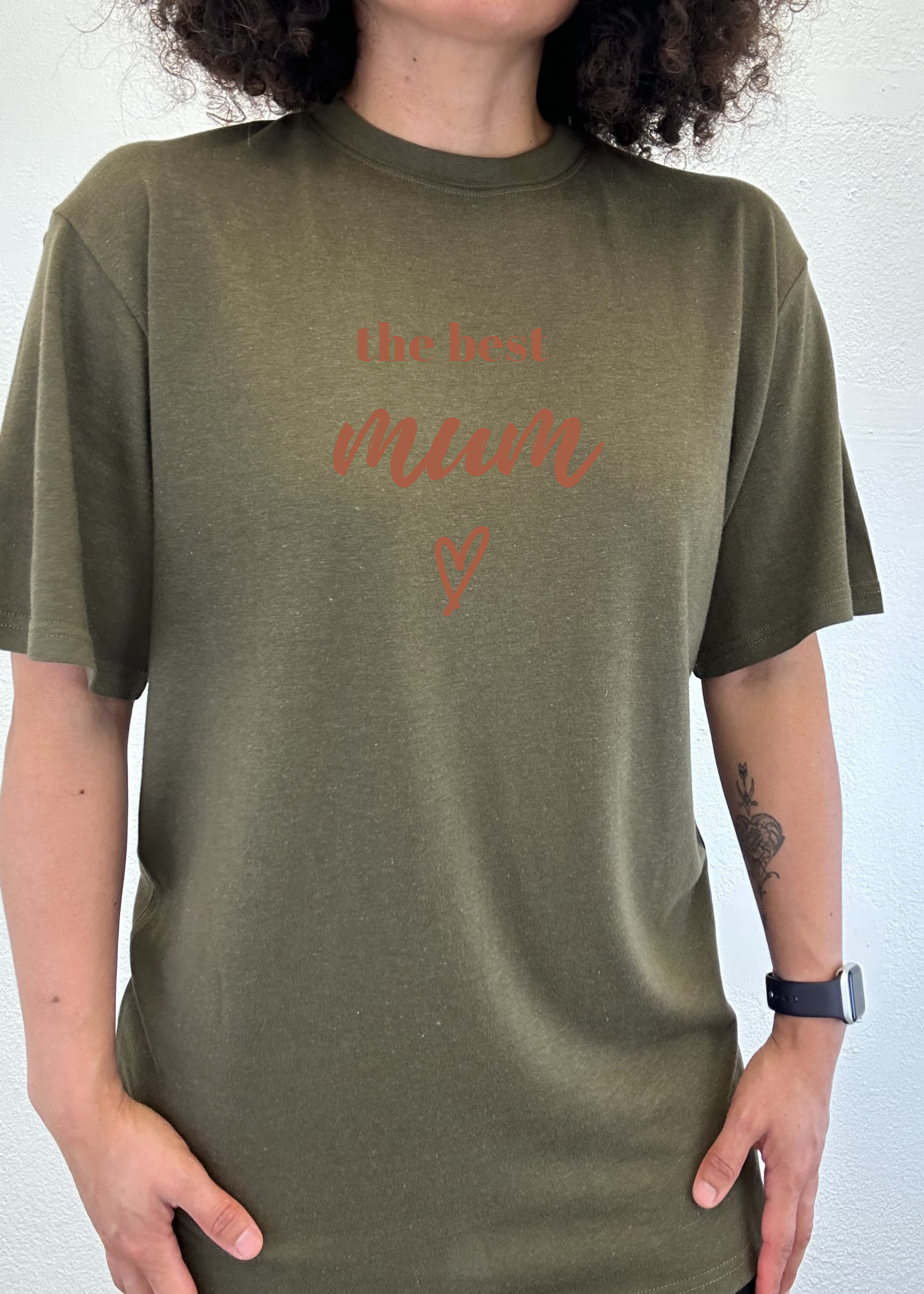 Spun Bamboo The Best Mum Unisex Bamboo Viscose/Organic Cotton Short Sleeve Graphic T-Shirt — side view
