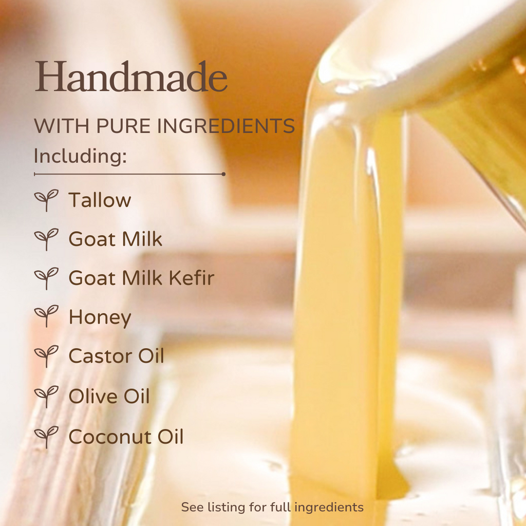 Pretty farm girl Milk + Honey Fragrance Free Handmade Tallow and Goat Milk Soap Bar — side view