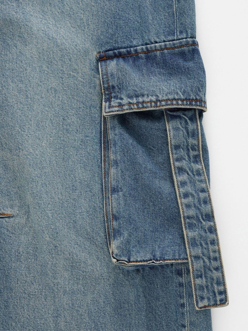 Vintage Wash Wide Leg Cargo Jeans