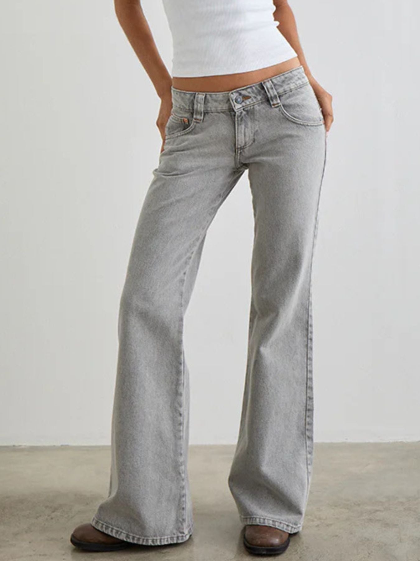 Low Rise Flare Leg Jeans