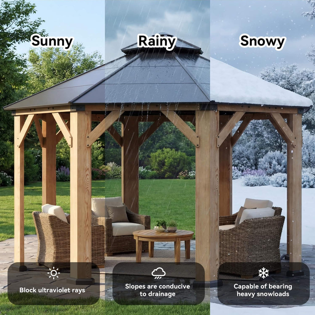 [13X13FT] Alora Premium All-Weather Octagonal Double Hardtop Cedar Wood Gazebo (SAK42795) – SAKSBY WHOLESALE, view 6