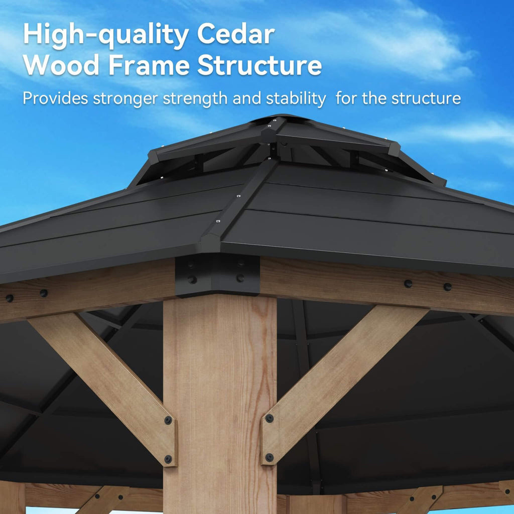 [13X13FT] Alora Premium All-Weather Octagonal Double Hardtop Cedar Wood Gazebo (SAK42795) – SAKSBY WHOLESALE, view 5