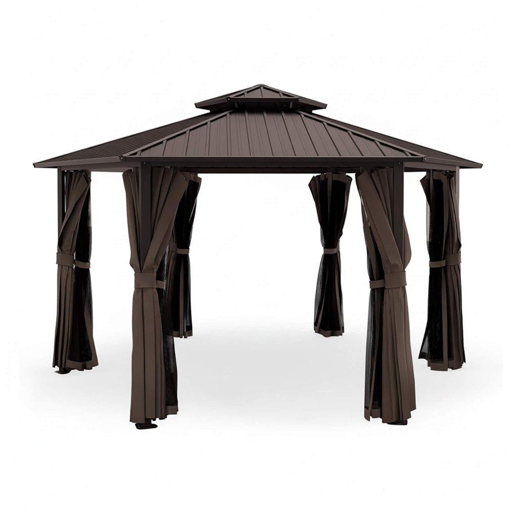 [13X15FT] Alora Hardtop Hexagonal Gazebo With Curtains And Netting [No Furniture] (SAK60713) – SAKSBY WHOLESALE, view 9