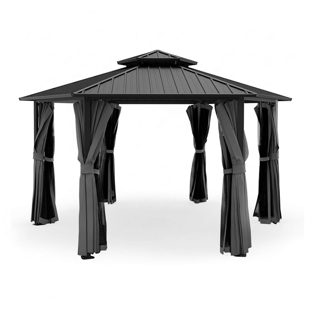 [13X15FT] Alora Hardtop Hexagonal Gazebo With Curtains And Netting [No Furniture] (SAK60713) – SAKSBY WHOLESALE, view 10