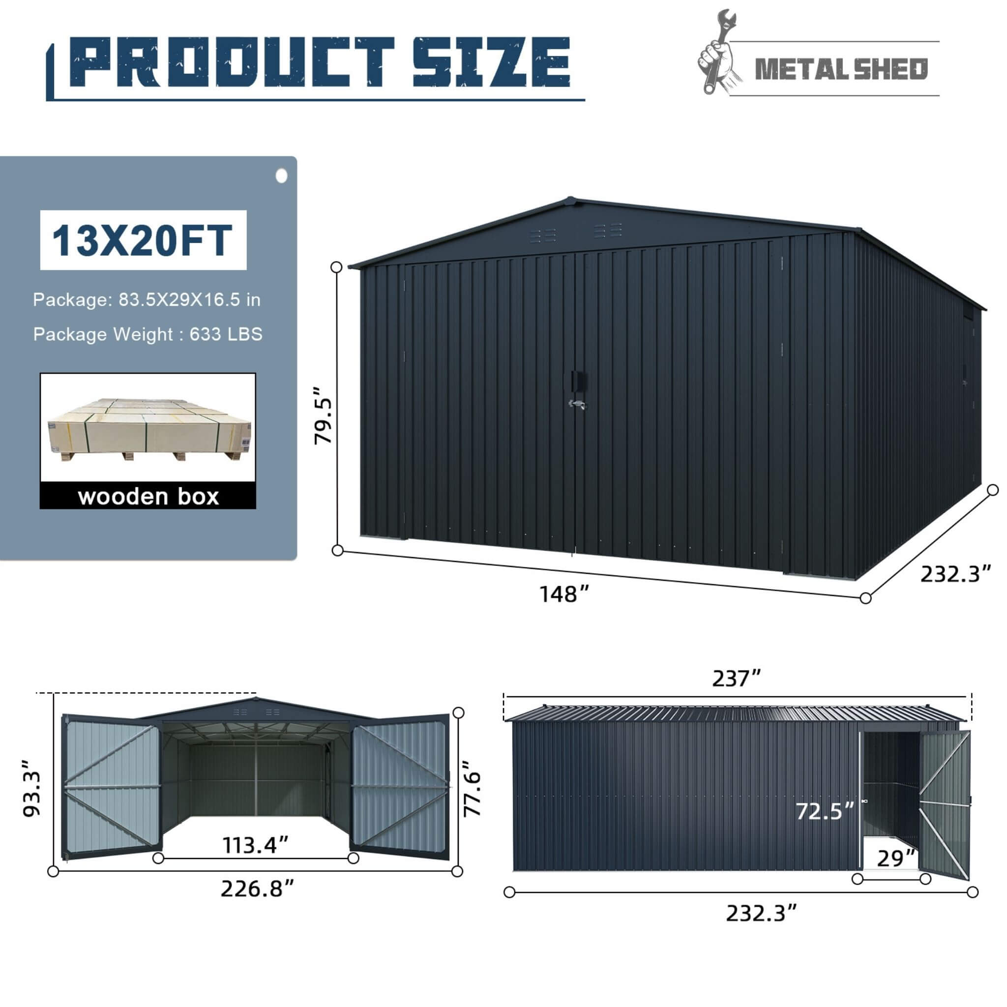 [13X20FT] Alora Extra-Large Premium Weather-Resistant Outdoor Multi-Purpose Utility Storage Shed (SAK84920) – SAKSBY WHOLESAL